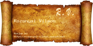 Rozsnyai Vilmos névjegykártya